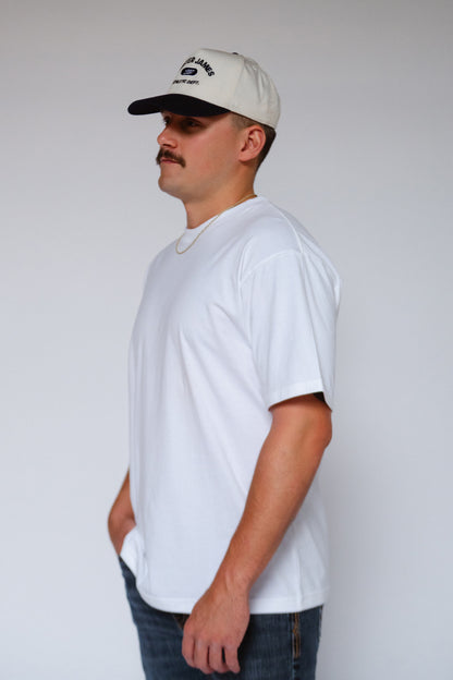 HUBER TRUCKER HAT | NAVY & NATURAL